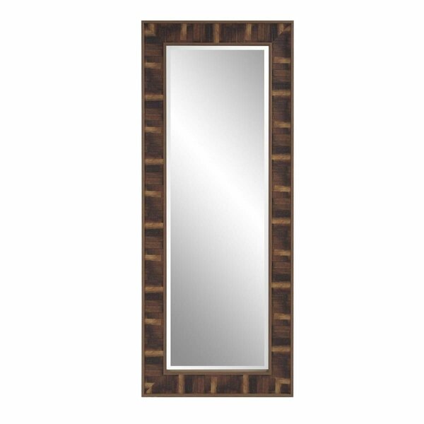 Homeroots Rich Rustic Brown Faux Wood Full Body Wall Mirror 401214